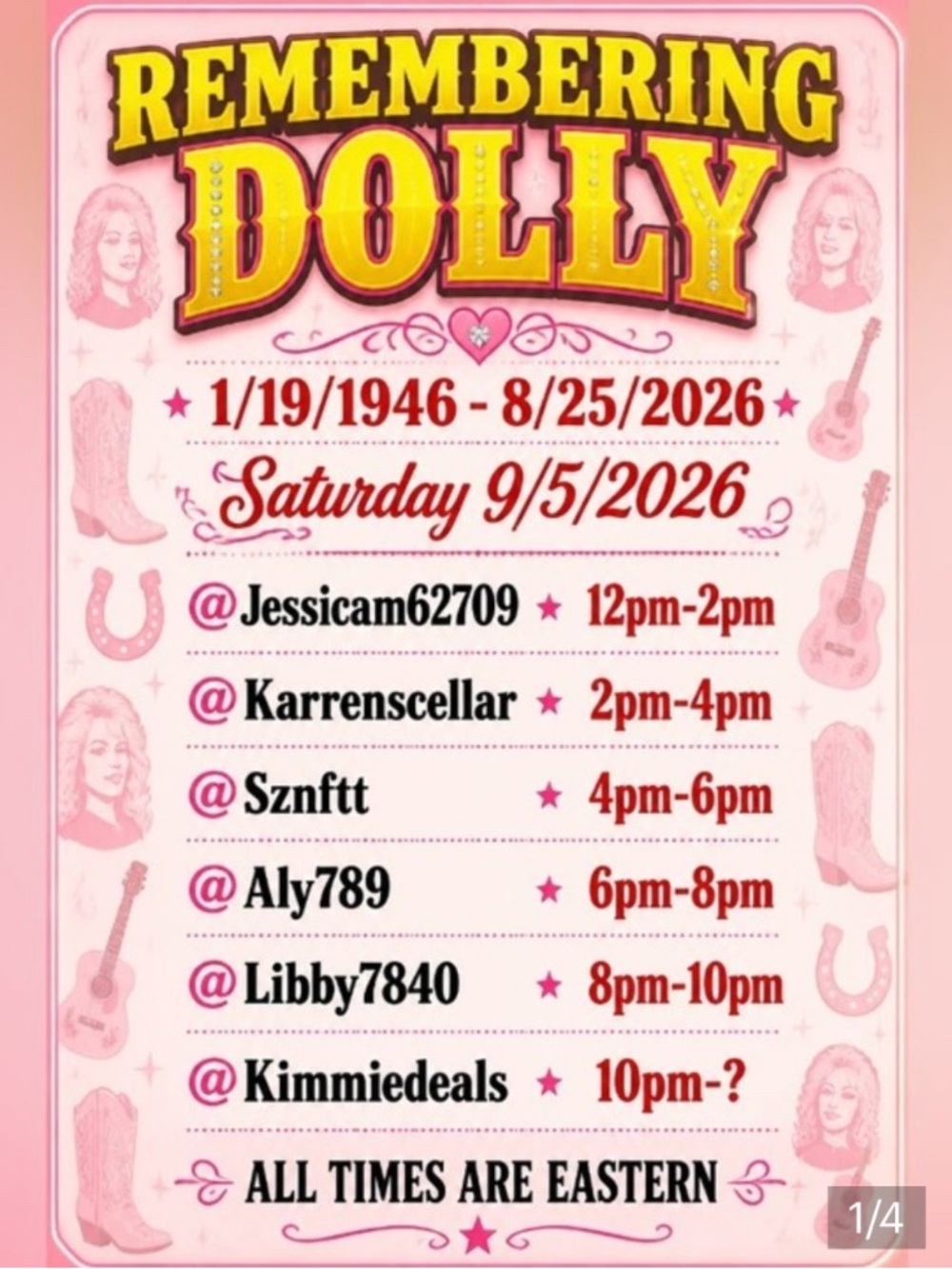 Remembering Dolly Memorial Poster - Pink